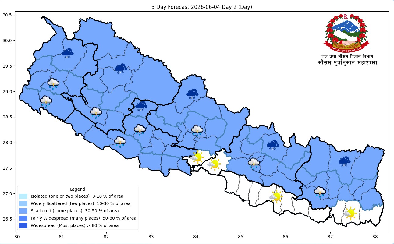 पहाडमा वर्षाको सम्भावना, तराईमा तापक्रम बढ्दै
