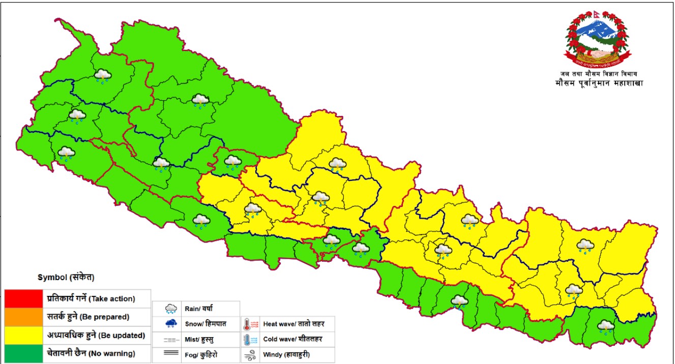 मनसुन सक्रिय, ५ प्रदेशमा भारी वर्षाको चेतावनी
