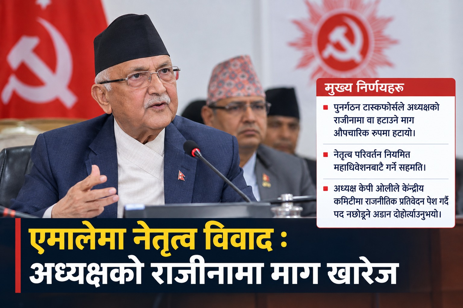 एमालेमा नेतृत्व विवाद : अध्यक्षको राजीनामा माग खारेज