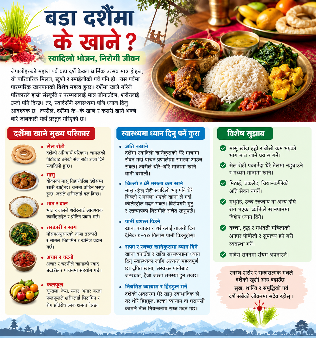 दसैँमा कस्ता खानेकुरा खाने? स्वादसँगै स्वास्थ्यको पनि ख्याल गरौँ